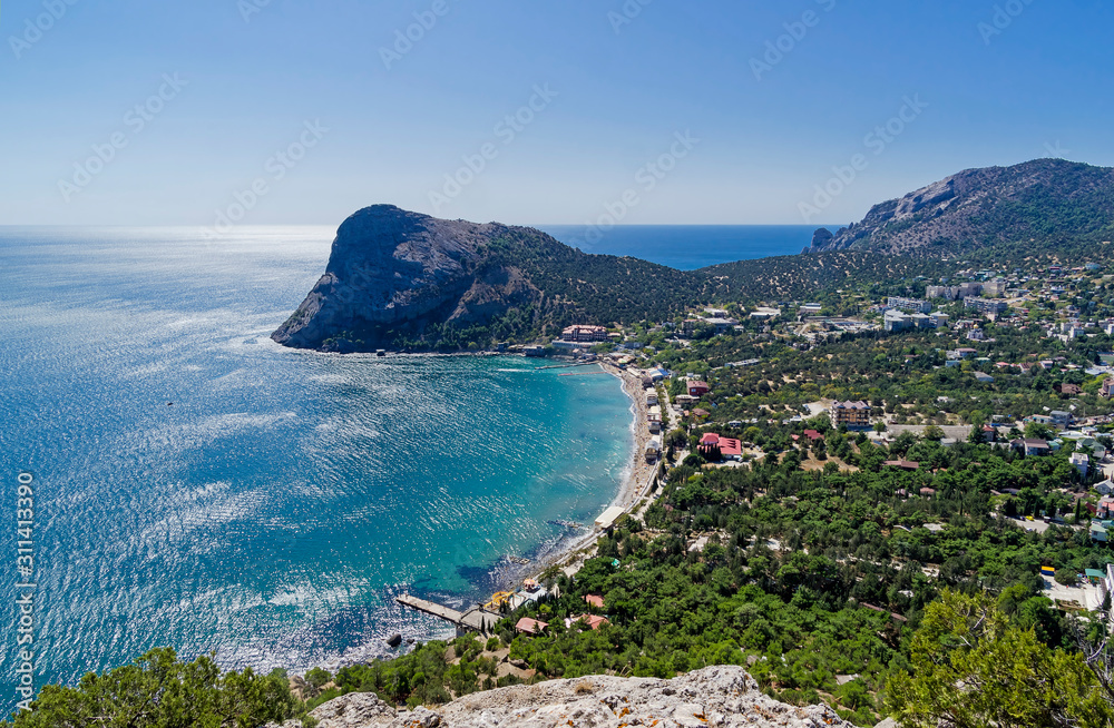 Crimea. Aerial view of a small resort village