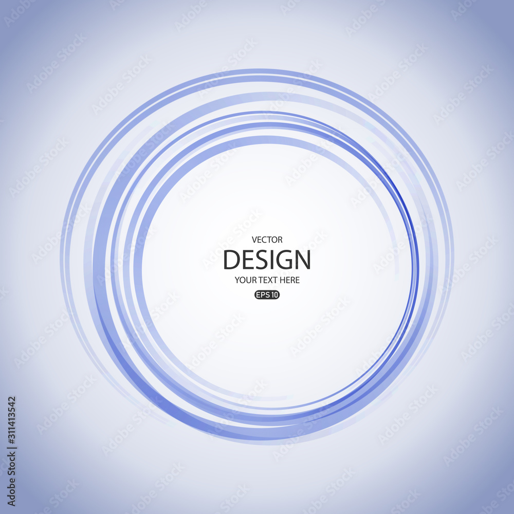 Abstract dynamic vortex circle of blue lines. Design element. Blue background.
