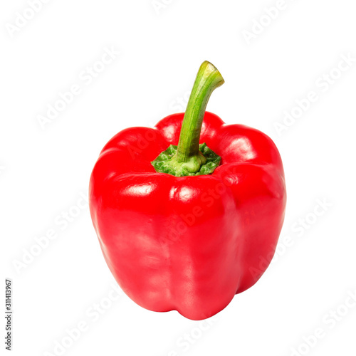 Red bell peppers on white background