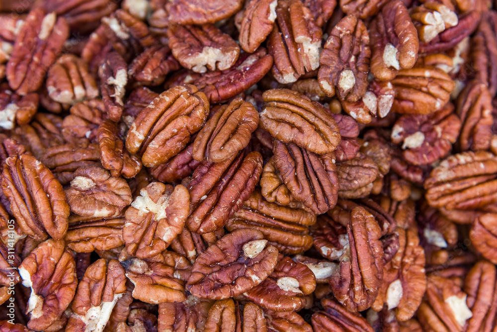 Shelled pecan nutsbackground, food, fruit, texture, nature, Shelled pecan nutsbackground, food, fruit, texture, nature,