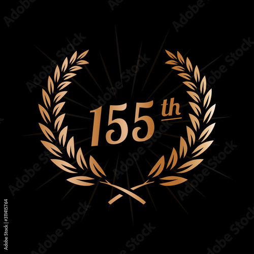 155 years anniversary design template. One hundred fifty fifth anniversary celebration logo. Vector and illustration.