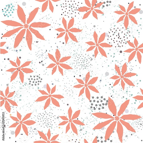Seamless floral Pattern with yellow flowers on subtle background