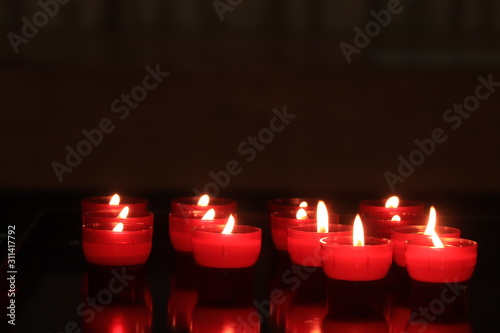 Votive candles in a church