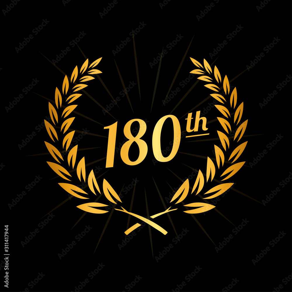 180 years anniversary design template. One hundred eightieth anniversary celebration logo. Vector and illustration.