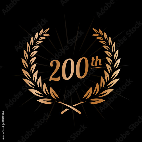 200 years anniversary design template. Two hundredth anniversary celebration logo. Vector and illustration.