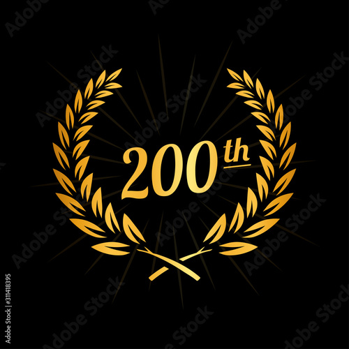 200 years anniversary design template. Two hundredth anniversary celebration logo. Vector and illustration.