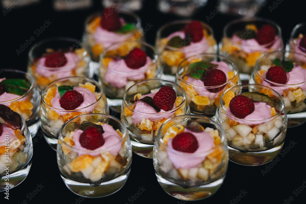 catering food mini canape in restaurant weeding