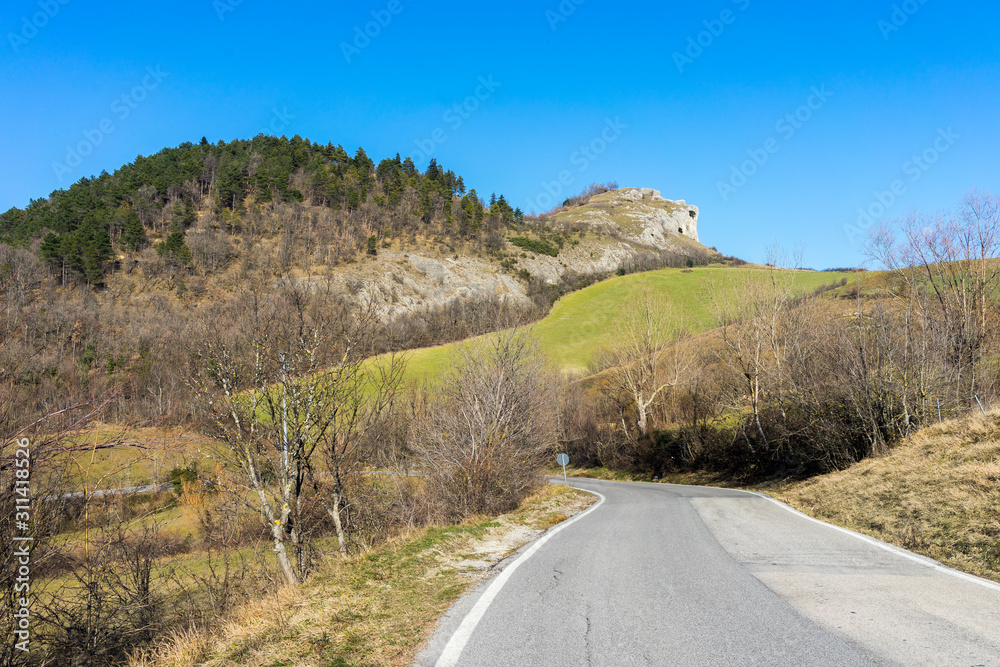 Road in river Marecchia Valley 