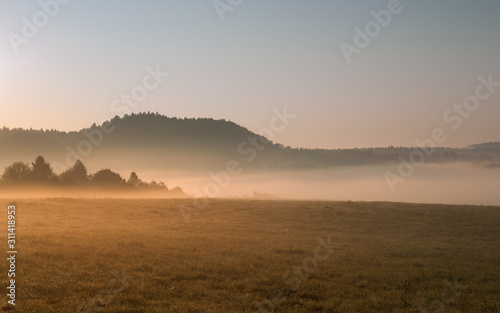 misty morning sunrise in the Pieniny