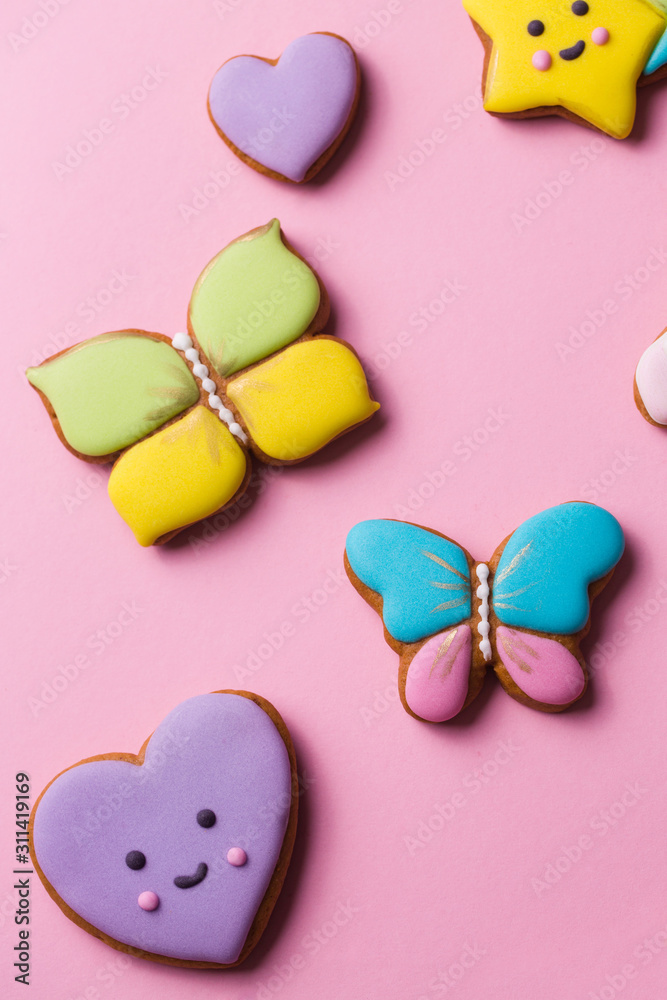 Fototapeta premium bright, figured gingerbread cookies for the holiday, close-up