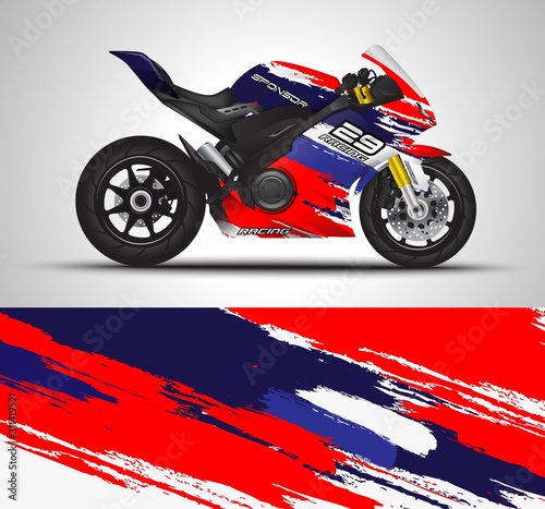 Racing motorcycle wrap decal and vinyl sticker design. Concept graphic abstract background for wrapping vehicles  motorsports  Sportbikes  motocross  supermoto and livery. Vector illustration.