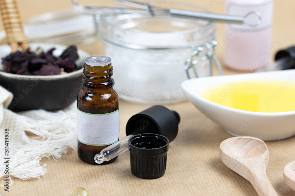 Natural ingredients homemade facial cream recipe with copyspace Natural ingredients homemade facial cream recipe with copyspace