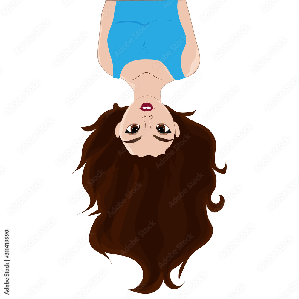 Girl hanging upside down. Vector art Stock Vector Adobe Stock