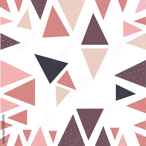 Cute Scandinavian Terracotta Pattern in modern colours. Cute Triangles in pink and red
