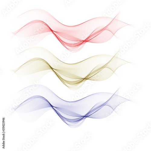 Set of abstract colorful wave isolated on transparent background. Vector illustration for modern business design. Futuristic wallpaper.