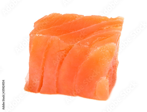 Red fish. Raw salmon fillet isolate on white background