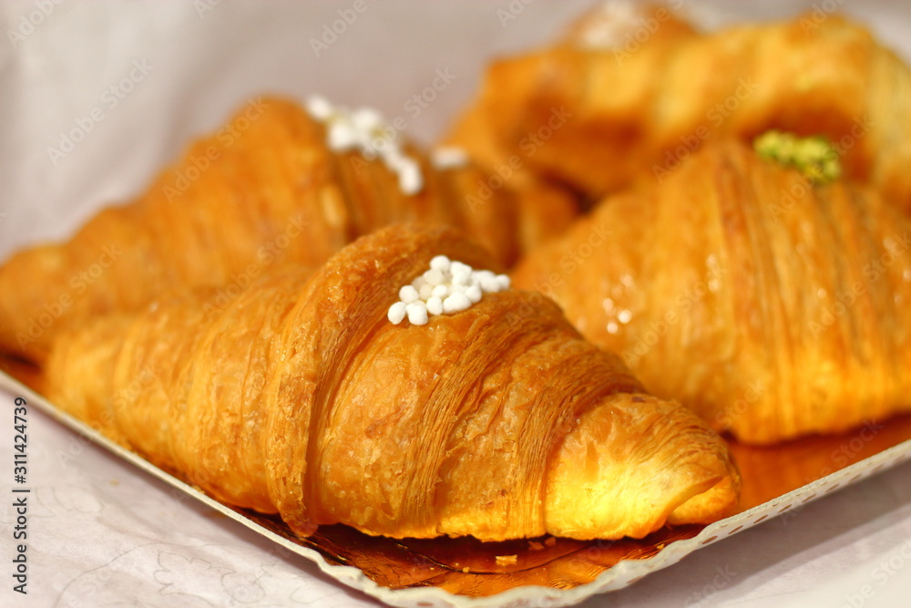 Croissants close-up, tasty, juicy, mouth-watering. Croissants close-up, tasty, juicy, mouth-watering.