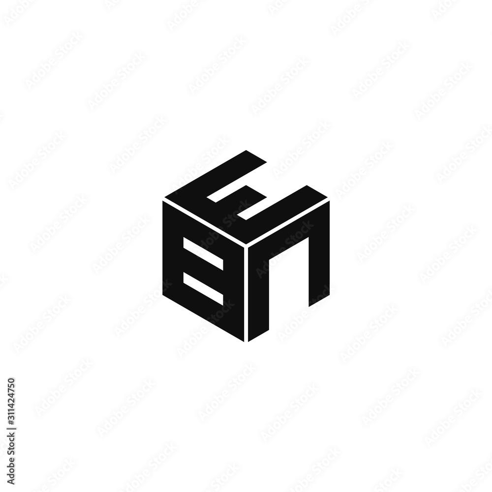 EBN triple cubic alphabet letter vector geometric font icon & Logo for your design. EBN triple cubic alphabet letter vector geometric font icon & Logo for your design.