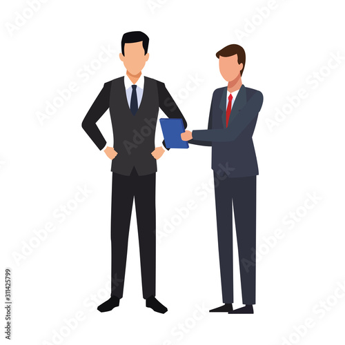 businessmen standing icon, colorful design
