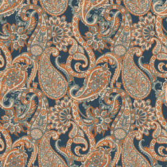 Fotobehang Paisley patronen Vintage paisley patroon met bloemen  © antalogiya