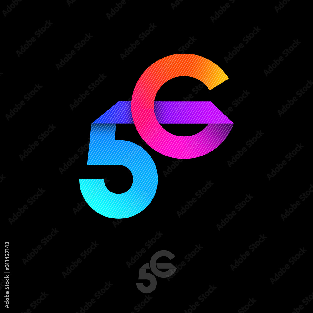 5G gradient logo. Monogram consist of gradient ribbons. Number 5 and G letter. Symbol of fifth generation mobile networks. Origami logo. 5G gradient logo. Monogram consist of gradient ribbons. Number 5 and G letter. Symbol of fifth generation mobile networks. Origami logo.