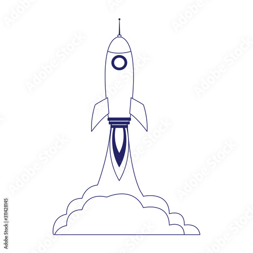 space rocket launching icon, flat design