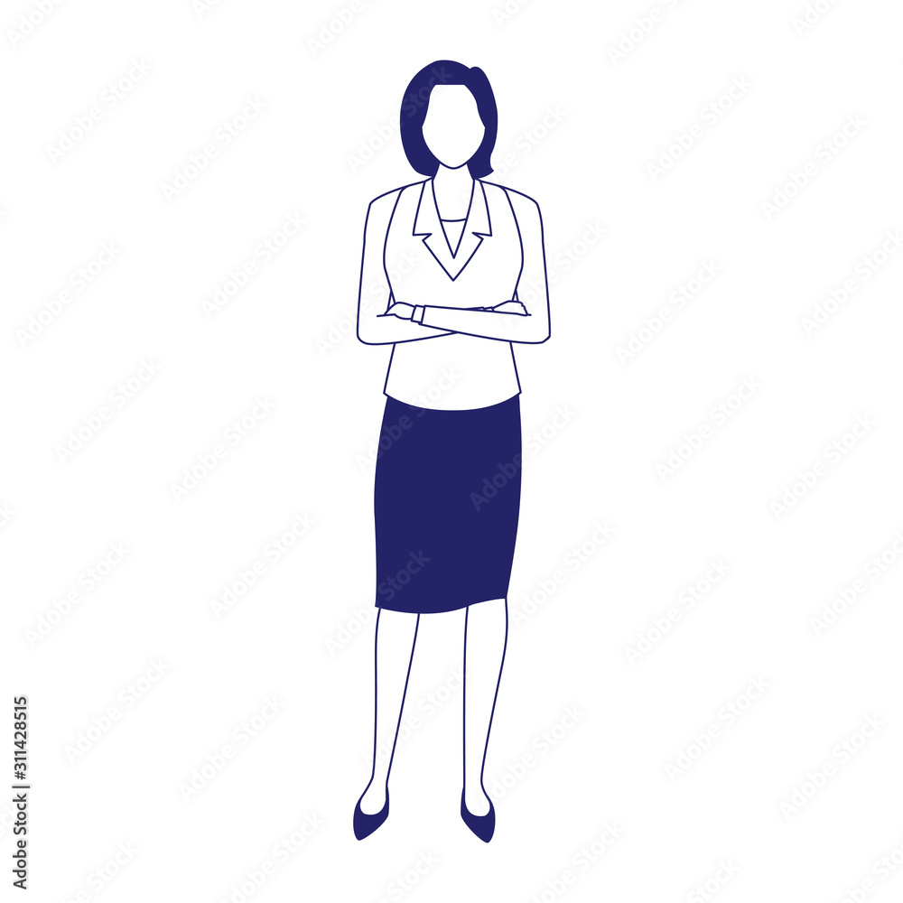 adult businesswoman standing icon, flat design