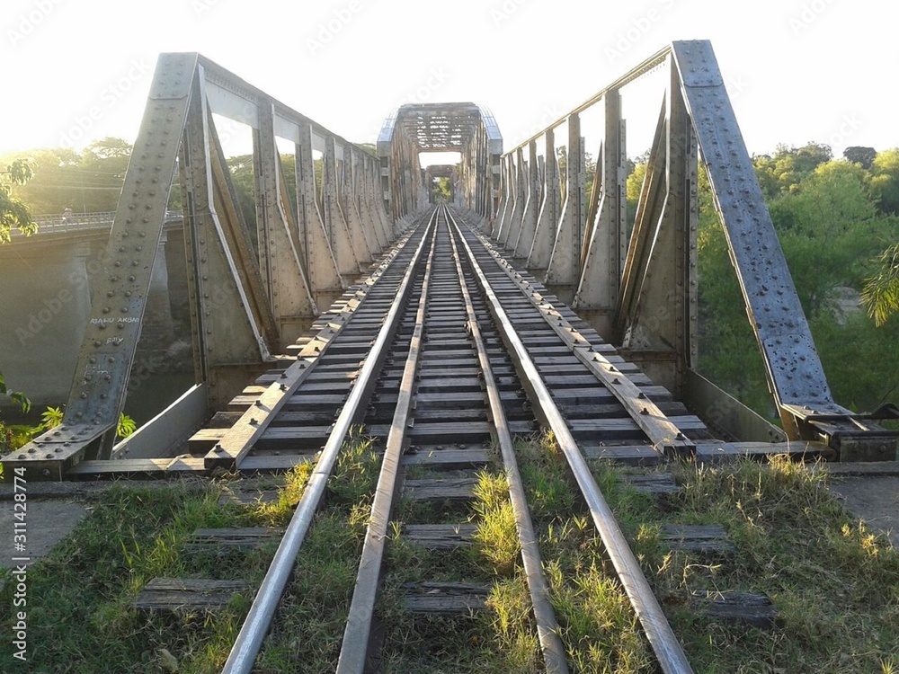 Obraz premium Iron bridge over the river