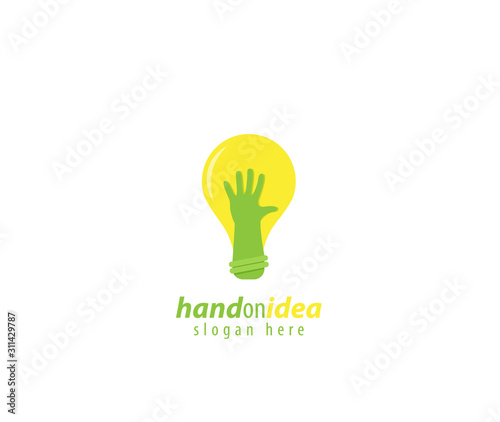 Hand on idea logo design