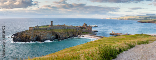 Peel Castle and Entrance to Harbour Peel Isle of Man photo