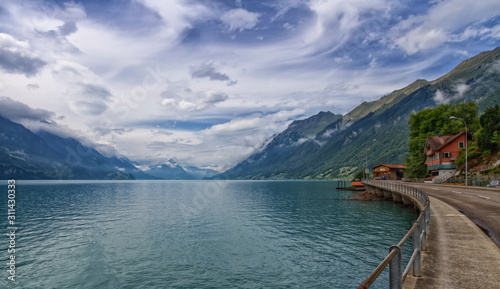 Lake and Alps mountains at Brienz in Switzerland