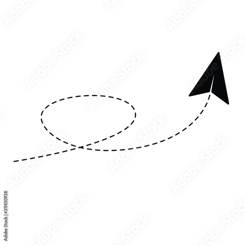 Airplane path. Plane  travel route. path vector icon