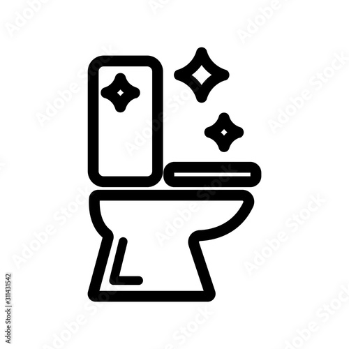 Clean toilet vector icon. A thin line sign. Isolated contour symbol illustration