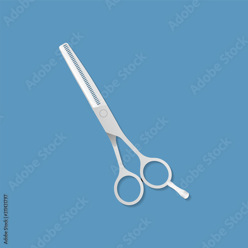Hairdressers professional scissors illustration in flat style. Vector