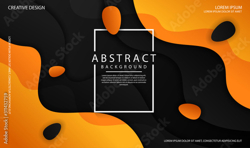 Abstract modern graphic element. Dynamical colored forms and waves. Futuristic design for poster, banner, flyer, ect. Colorful geometric background with mixing black and orange color for landing page