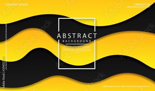 Abstract modern graphic element. Dynamical colored forms and waves. Futuristic design for poster, banner, flyer, ect. Colorful geometric background with mixing black and yellow color for landing page