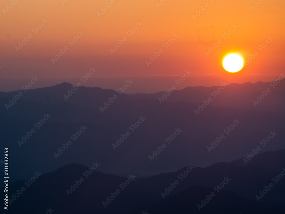 landscape of mountains and sunset ,Thsiland