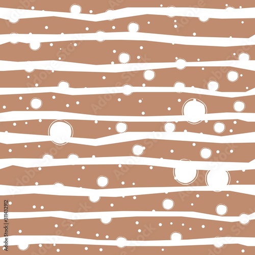 Seamless Pattern with Cute Stripes, funny shape. Repeating background for prints. Scandinavian Style. © Kristina