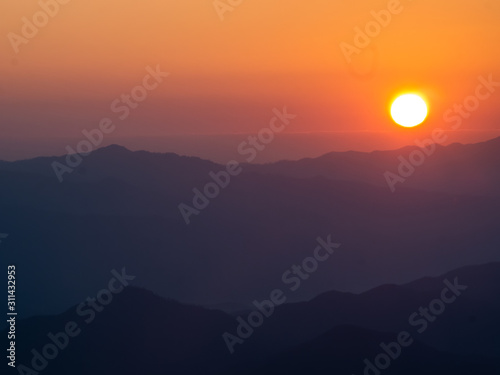 landscape of mountains and sunset ,Thsiland