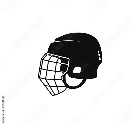 Ice hockey helmet icon. black hockey symbol. Vector isolated illustration