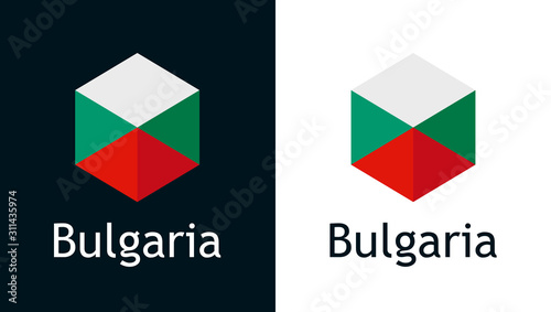 Bulgaria flag in vector - Emblem for Elections  Sport or Travel Tour decoration. Logo template on white and black color.