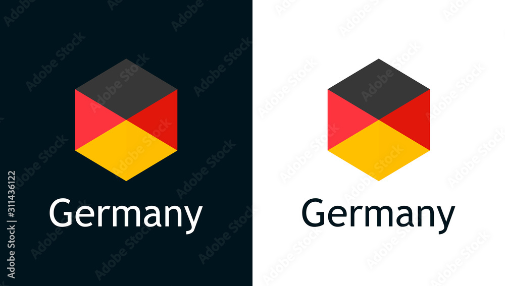 Fototapeta premium Germany flag in flat minimalism style on white and black. Vector Logo for Travel, Sport or Elections decoration.