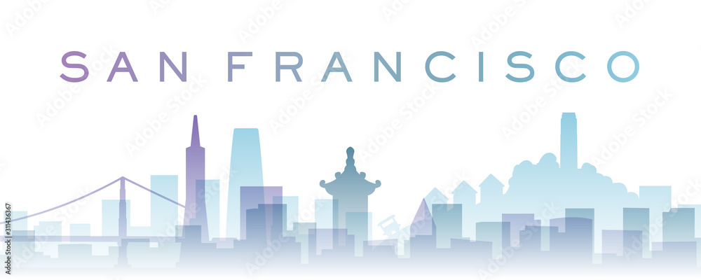 Fototapeta San Francisco Transparent Layers Gradient Landmarks Skyline
