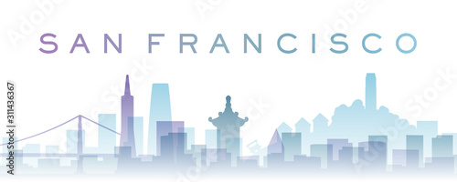 San Francisco Transparent Layers Gradient Landmarks Skyline