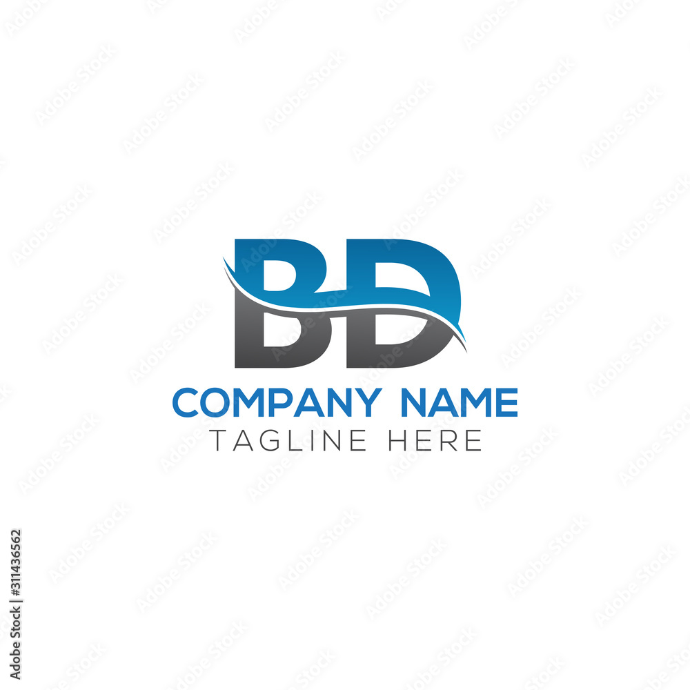 BD Letter Logo With Water Wave Business Typography Vector Template. Creative Abstract Letter BD Logo Design.