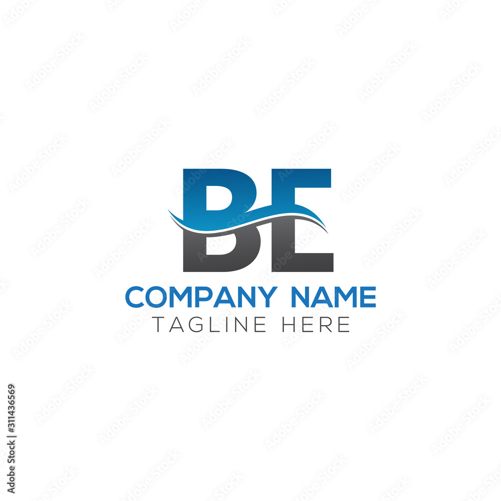 BE Letter Logo With Water Wave Business Typography Vector Template. Creative Abstract Letter BE Logo Design.