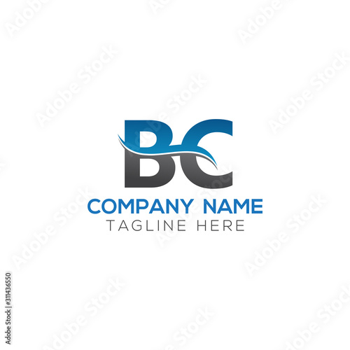 BC Letter Logo With Water Wave Business Typography Vector Template. Creative Abstract Letter BC Logo Design.