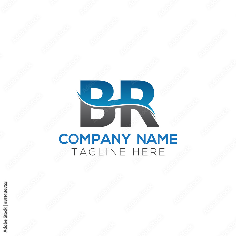 BR Letter Logo With Water Wave Business Typography Vector Template. Creative Abstract Letter BR Logo Design.