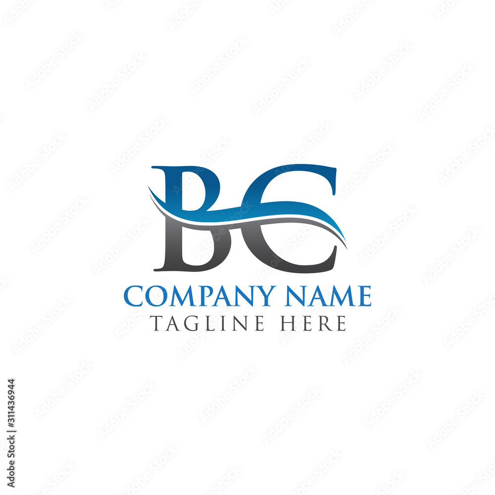 BC Letter Logo With Water Wave Business Typography Vector Template ...