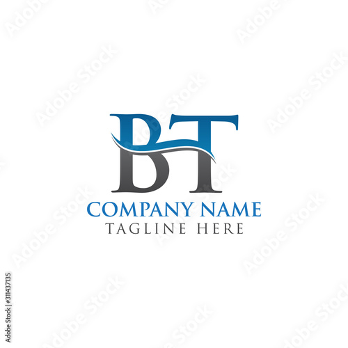 BT Letter Logo With Water Wave Business Typography Vector Template. Creative Abstract Letter BT Logo Design.